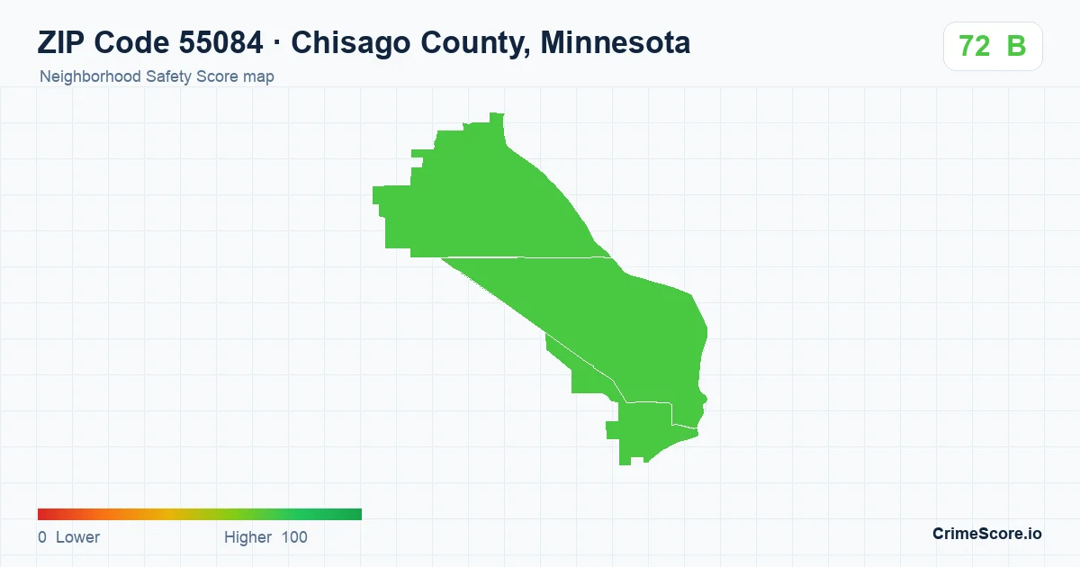 ZIP Code 55084 in Chisago County, Minnesota neighborhood Safety Score map