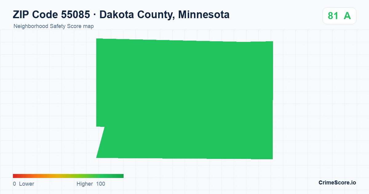 ZIP Code 55085 in Dakota County, Minnesota neighborhood Safety Score map
