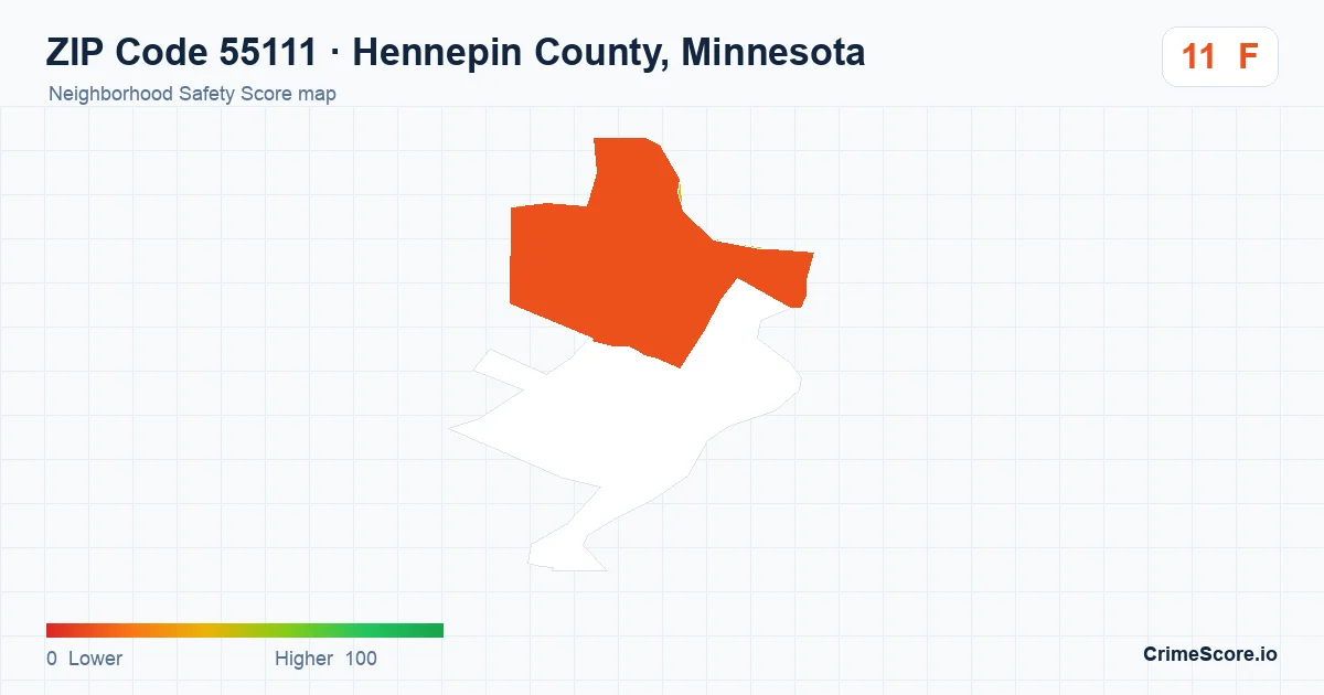 ZIP Code 55111 in Hennepin County, Minnesota neighborhood Safety Score map