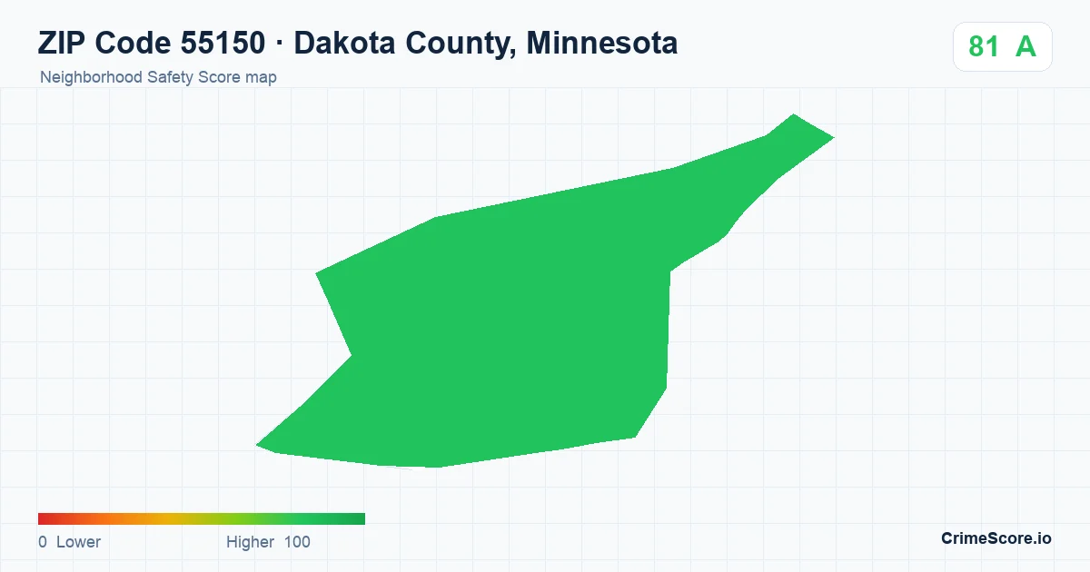 ZIP Code 55150 in Dakota County, Minnesota neighborhood Safety Score map