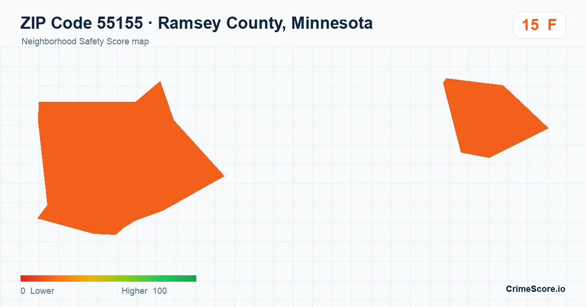 ZIP Code 55155 in Ramsey County, Minnesota neighborhood Safety Score map