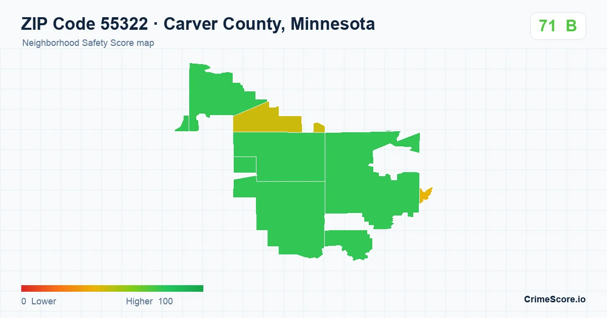 ZIP Code 55322 in Carver County, Minnesota neighborhood Safety Score map