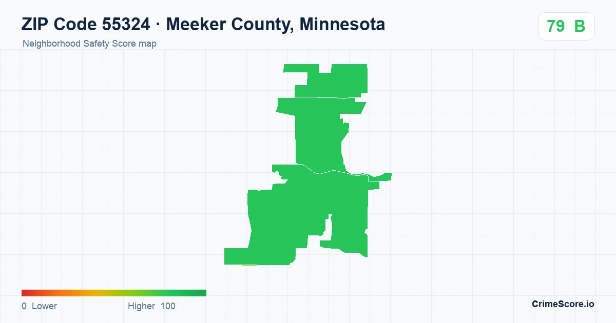 ZIP Code 55324 in Meeker County, Minnesota neighborhood Safety Score map
