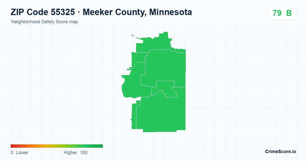 ZIP Code 55325 in Meeker County, Minnesota neighborhood Safety Score map