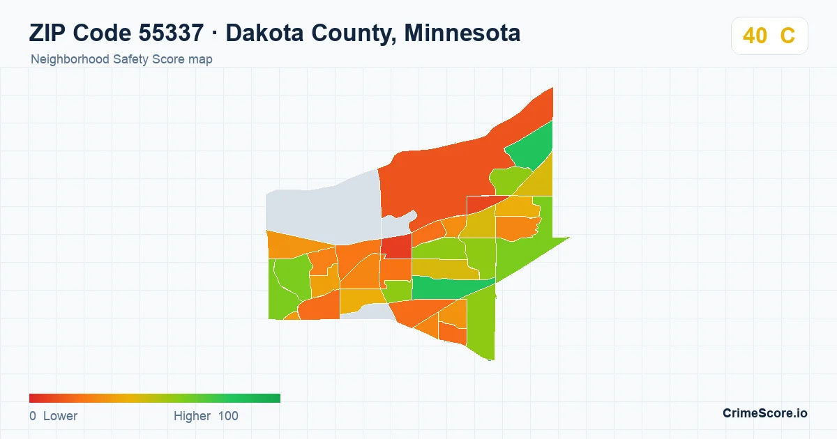 ZIP Code 55337 in Dakota County, Minnesota neighborhood Safety Score map