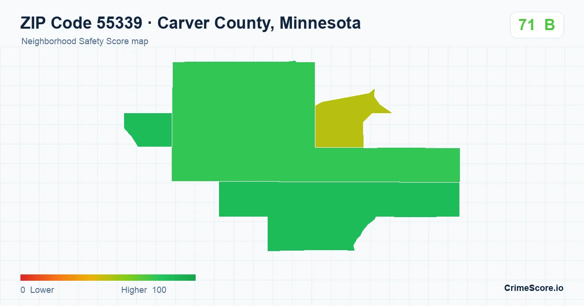 ZIP Code 55339 in Carver County, Minnesota neighborhood Safety Score map