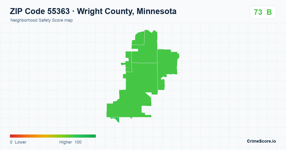 ZIP Code 55363 in Wright County, Minnesota neighborhood Safety Score map