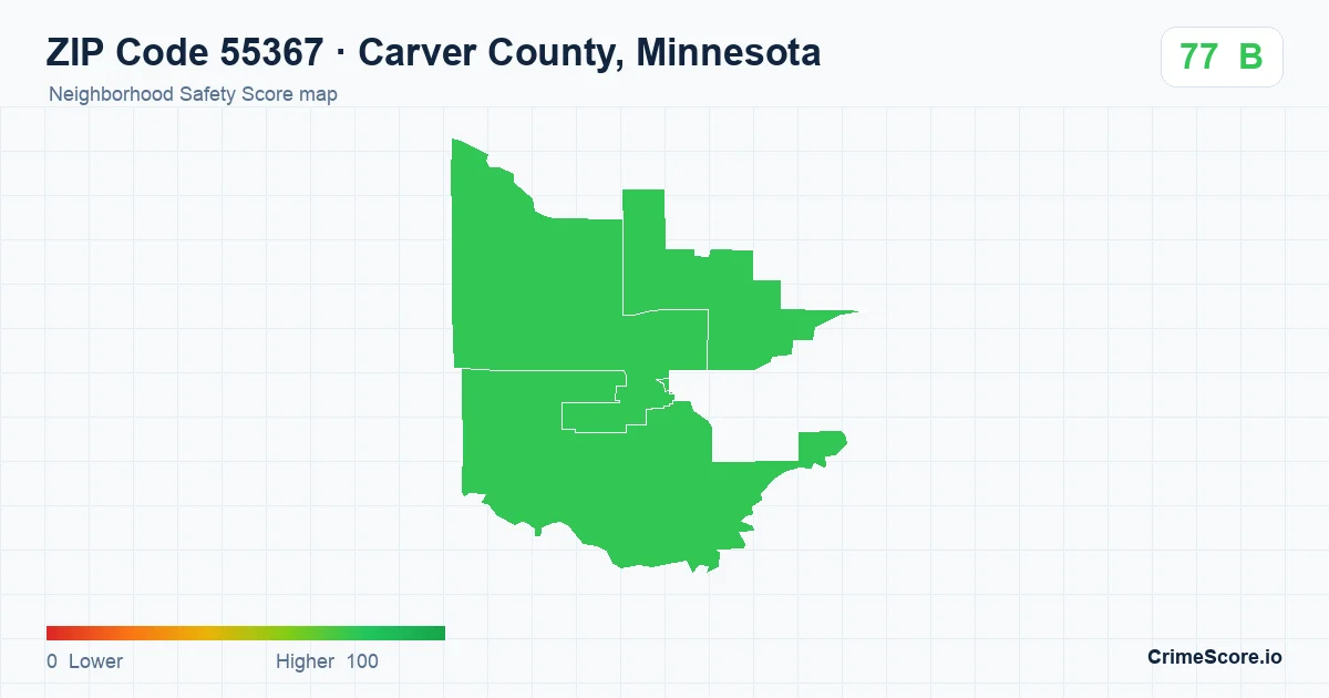 ZIP Code 55367 in Carver County, Minnesota neighborhood Safety Score map