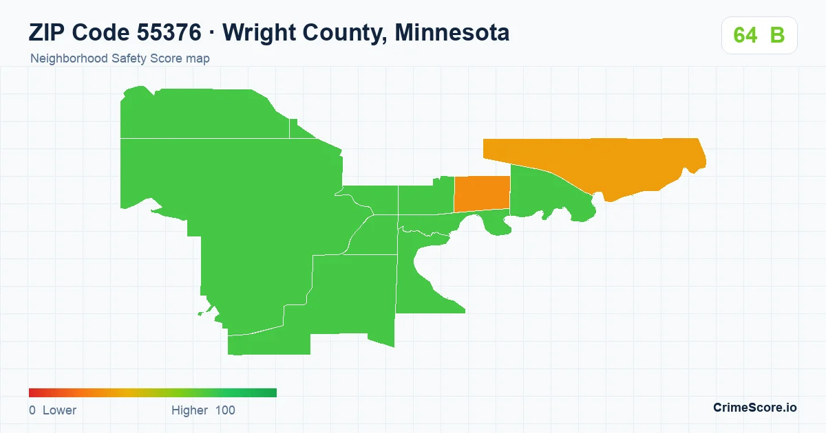 ZIP Code 55376 in Wright County, Minnesota neighborhood Safety Score map