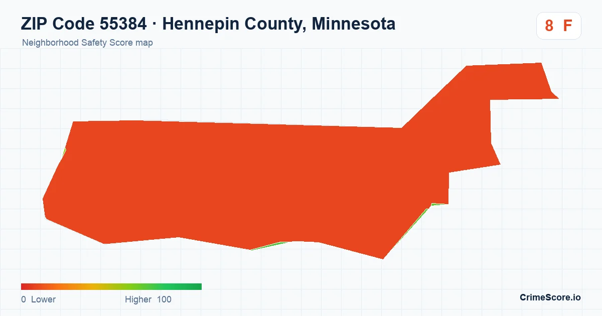 ZIP Code 55384 in Hennepin County, Minnesota neighborhood Safety Score map