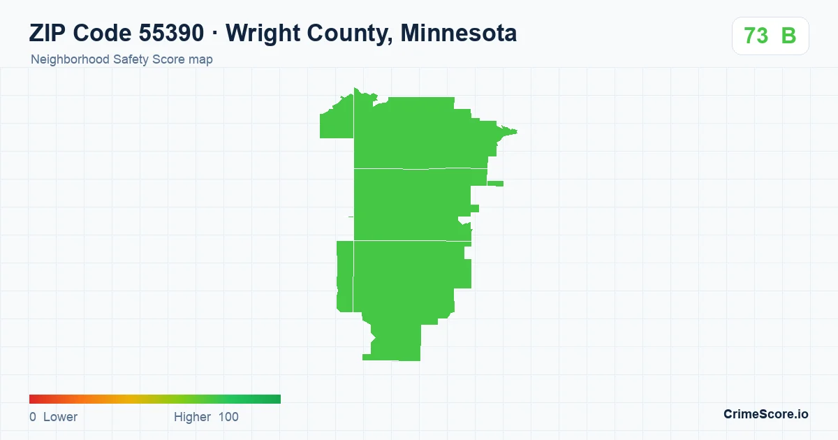 ZIP Code 55390 in Wright County, Minnesota neighborhood Safety Score map