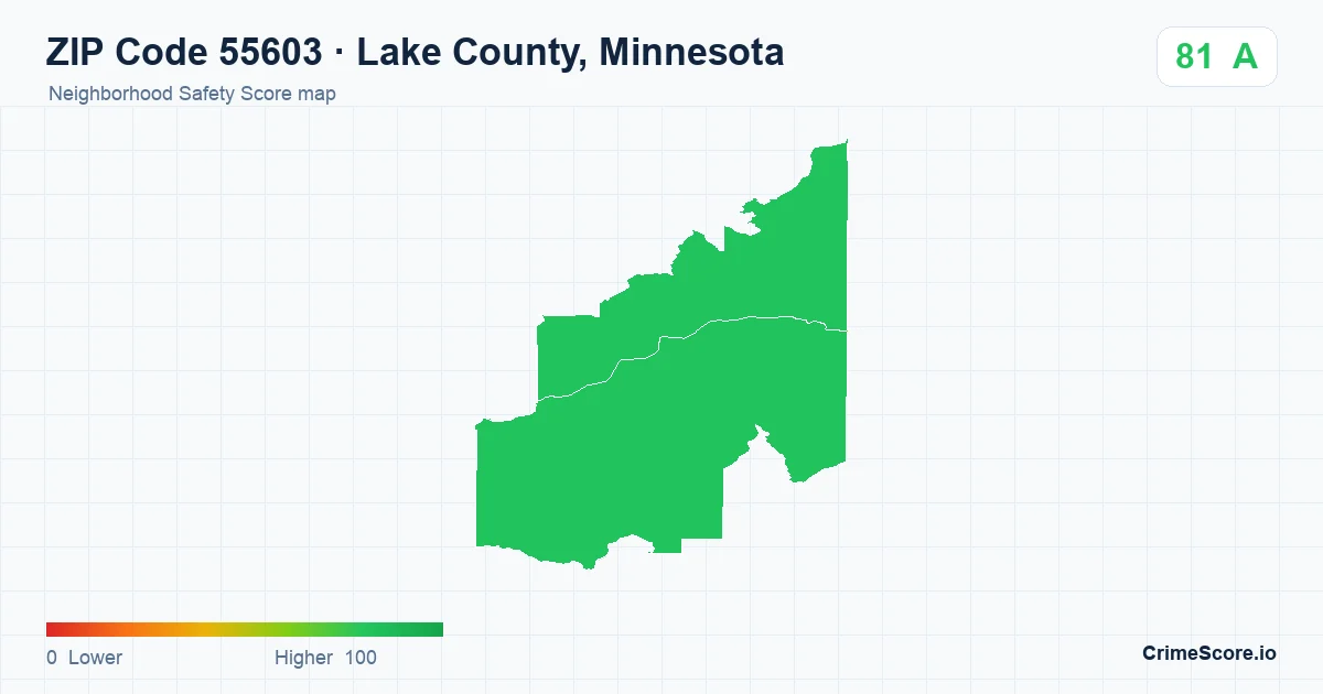 ZIP Code 55603 in Lake County, Minnesota neighborhood Safety Score map