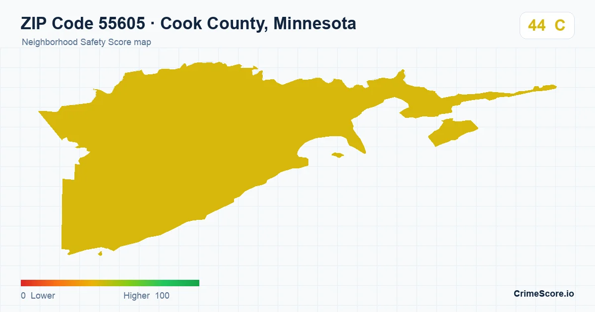 ZIP Code 55605 in Cook County, Minnesota neighborhood Safety Score map