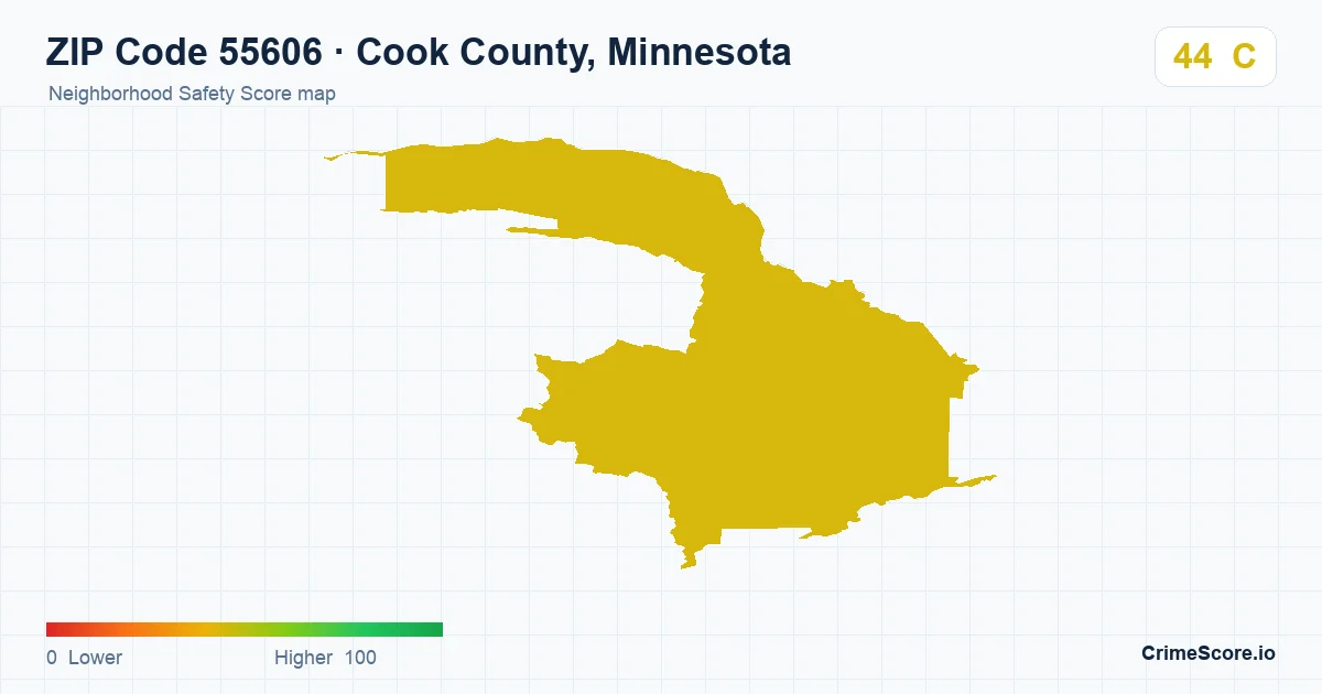 ZIP Code 55606 in Cook County, Minnesota neighborhood Safety Score map