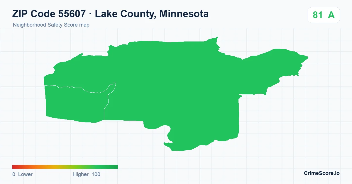 ZIP Code 55607 in Lake County, Minnesota neighborhood Safety Score map