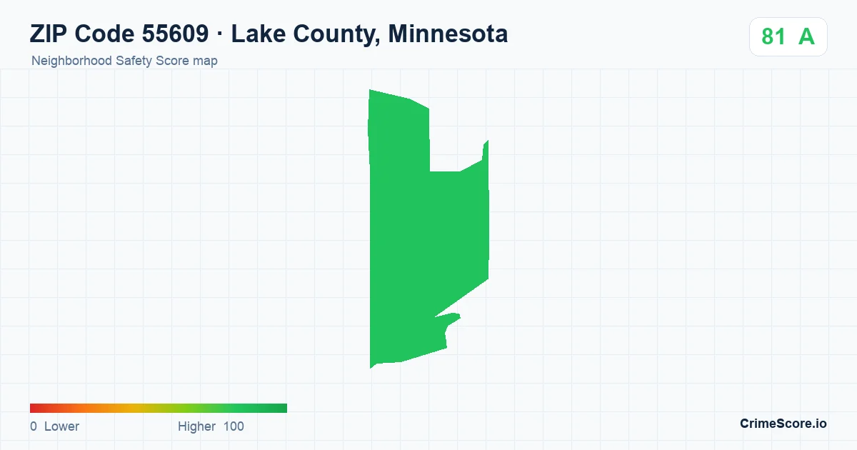 ZIP Code 55609 in Lake County, Minnesota neighborhood Safety Score map