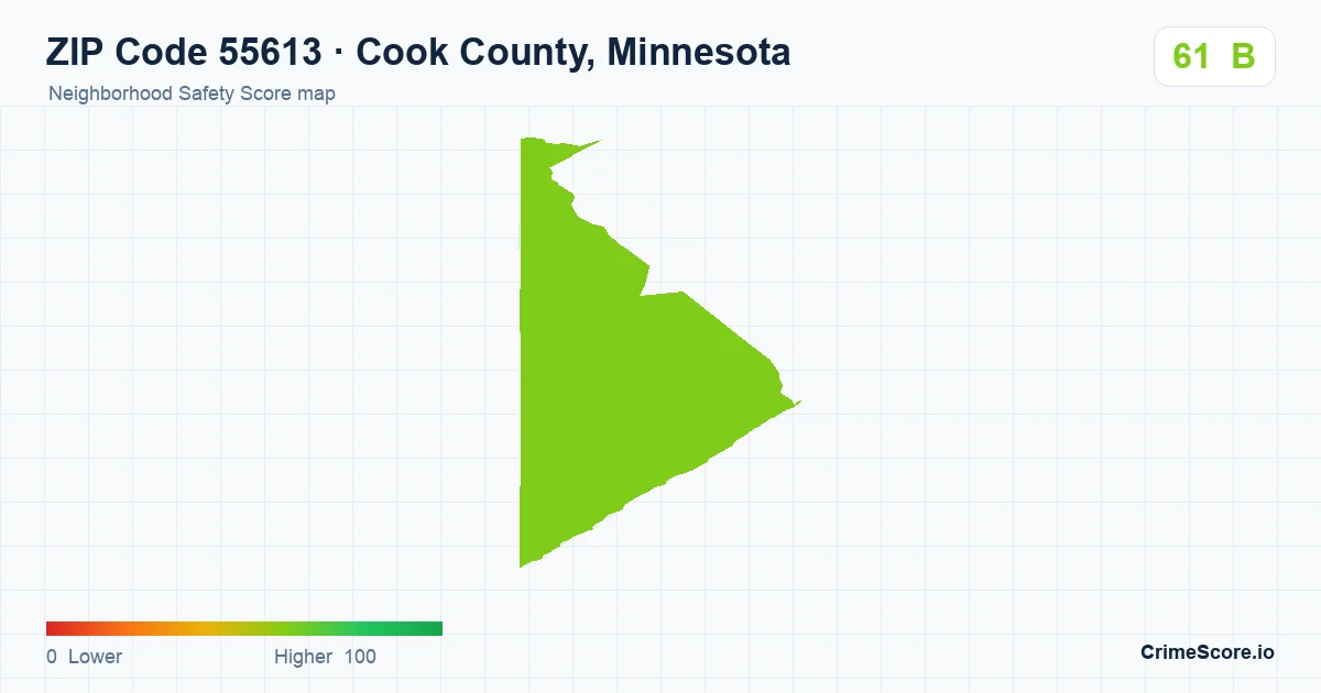 ZIP Code 55613 in Cook County, Minnesota neighborhood Safety Score map
