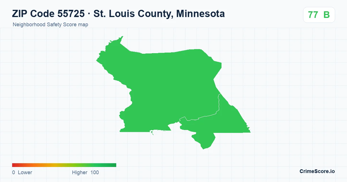ZIP Code 55725 in St. Louis County, Minnesota neighborhood Safety Score map