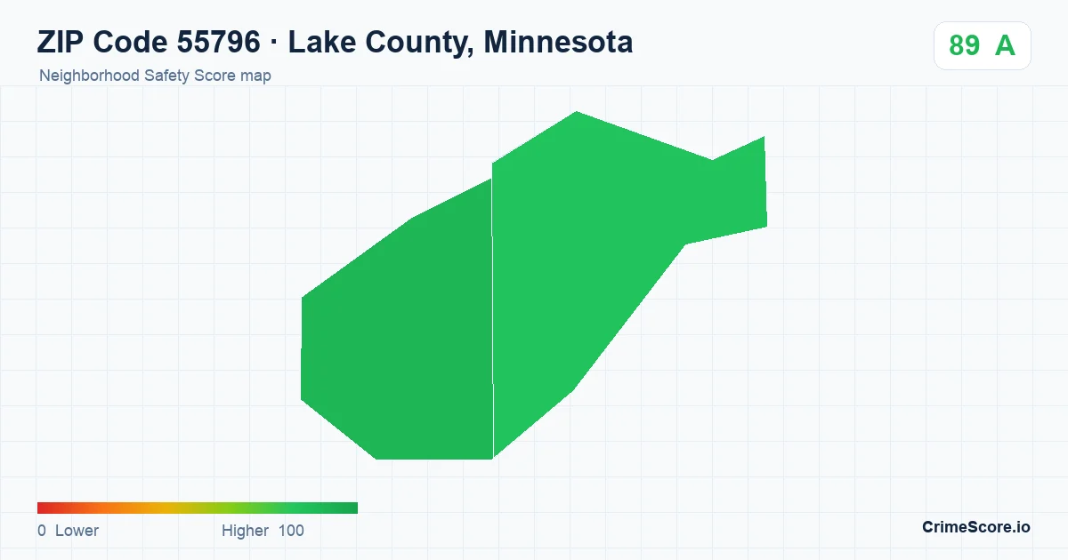 ZIP Code 55796 in Lake County, Minnesota neighborhood Safety Score map