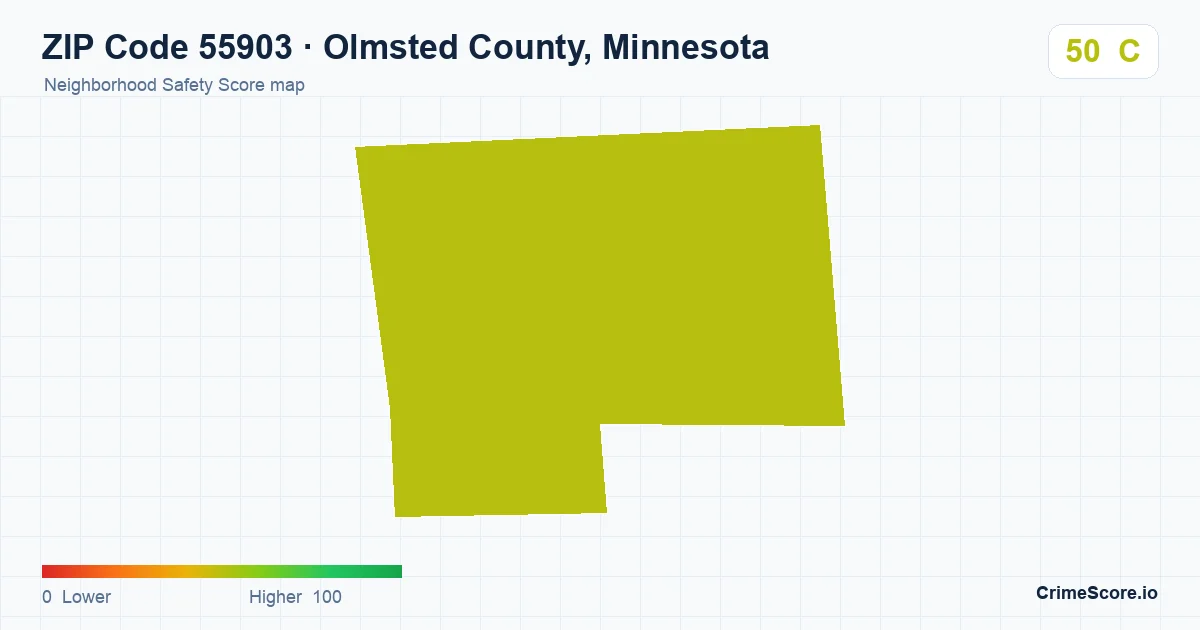 ZIP Code 55903 in Olmsted County, Minnesota neighborhood Safety Score map