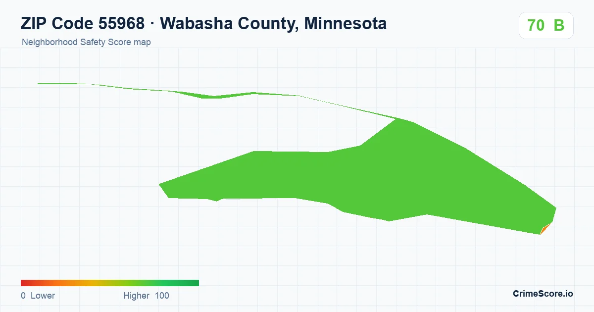 ZIP Code 55968 in Wabasha County, Minnesota neighborhood Safety Score map