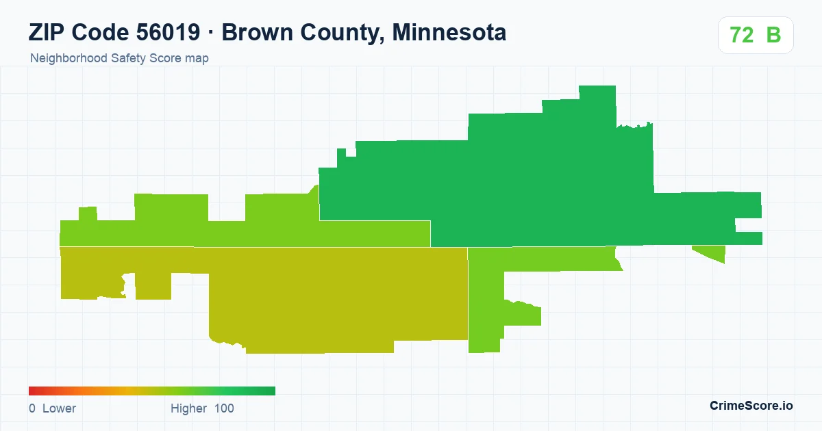 ZIP Code 56019 in Brown County, Minnesota neighborhood Safety Score map