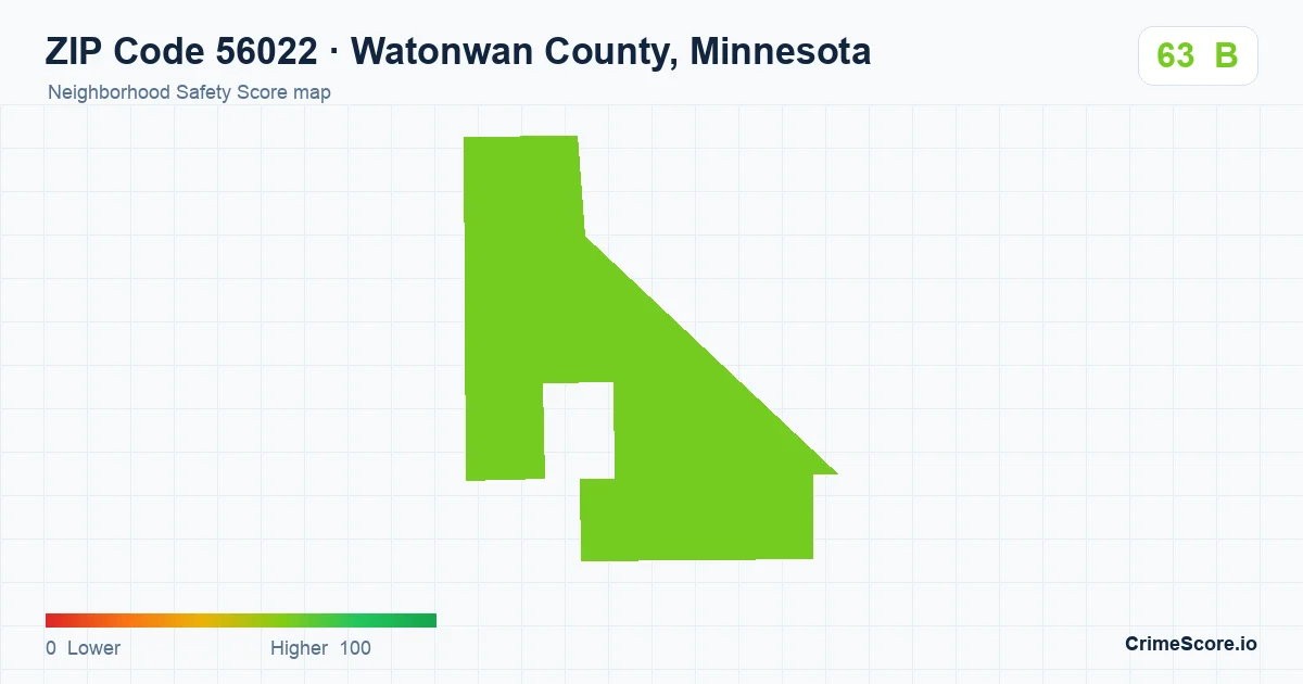 ZIP Code 56022 in Watonwan County, Minnesota neighborhood Safety Score map