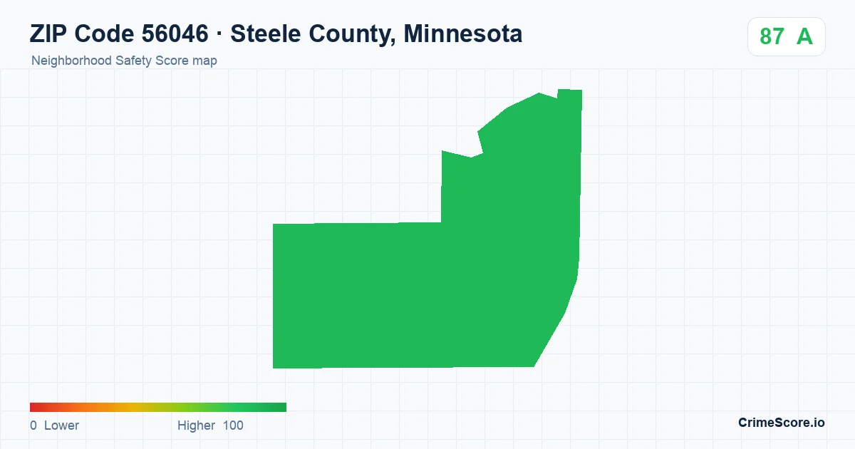 ZIP Code 56046 in Steele County, Minnesota neighborhood Safety Score map