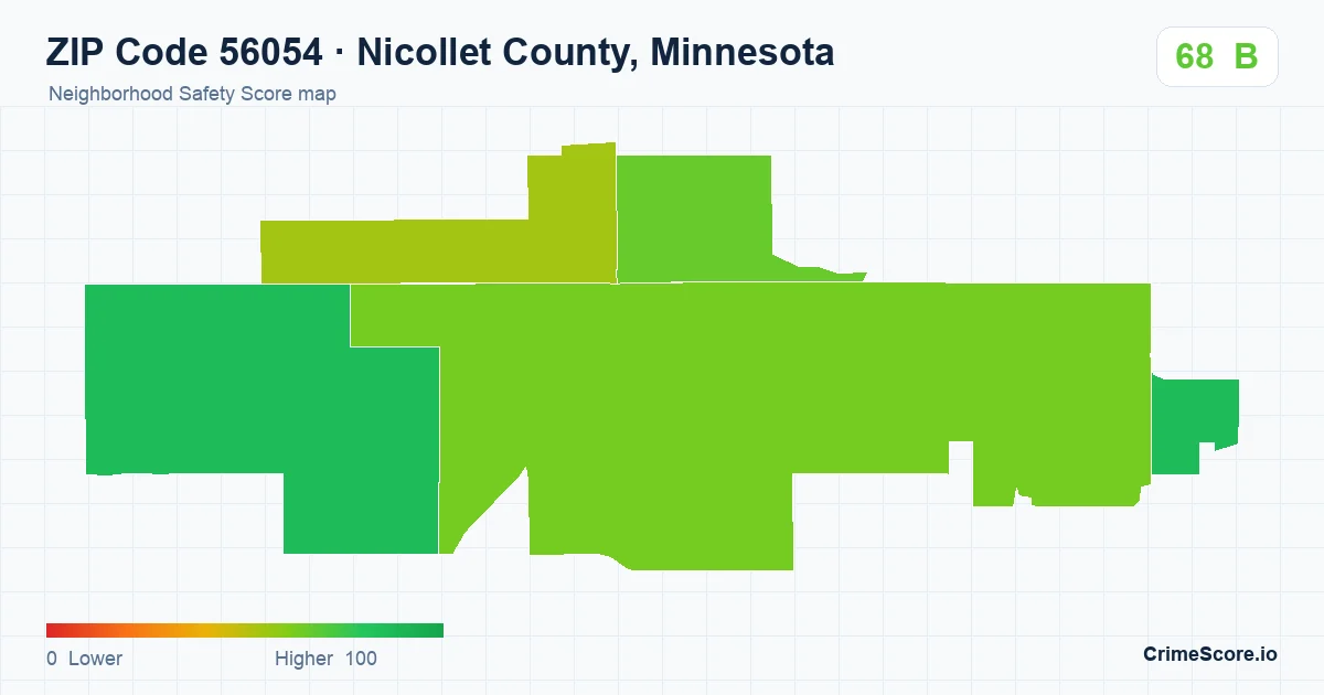 ZIP Code 56054 in Nicollet County, Minnesota neighborhood Safety Score map