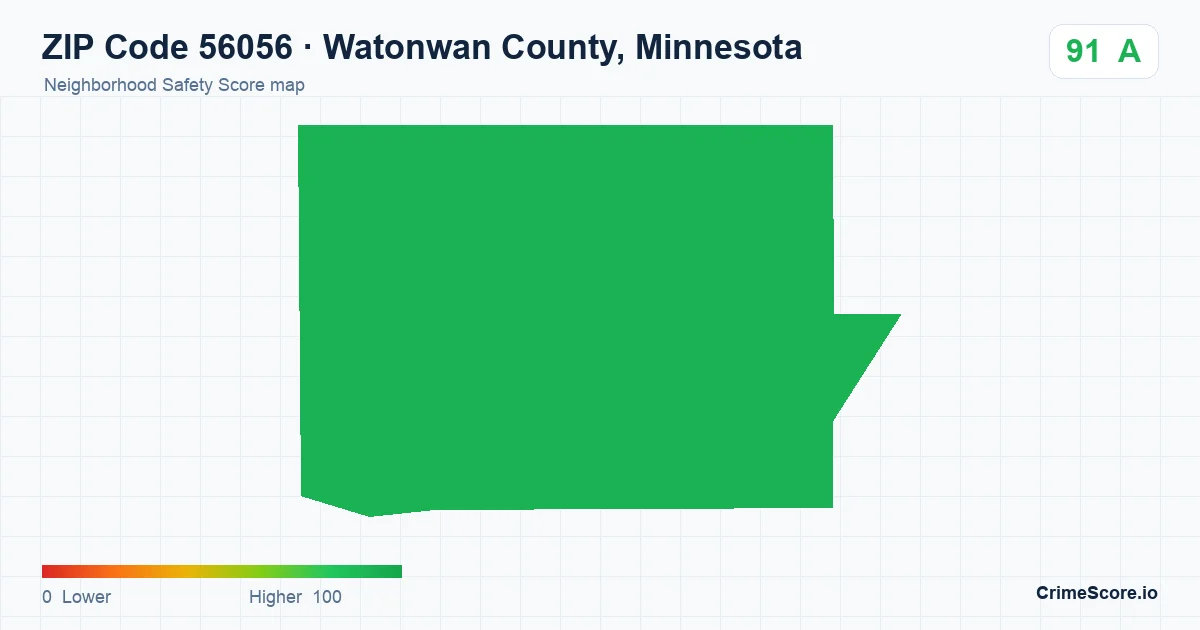ZIP Code 56056 in Watonwan County, Minnesota neighborhood Safety Score map