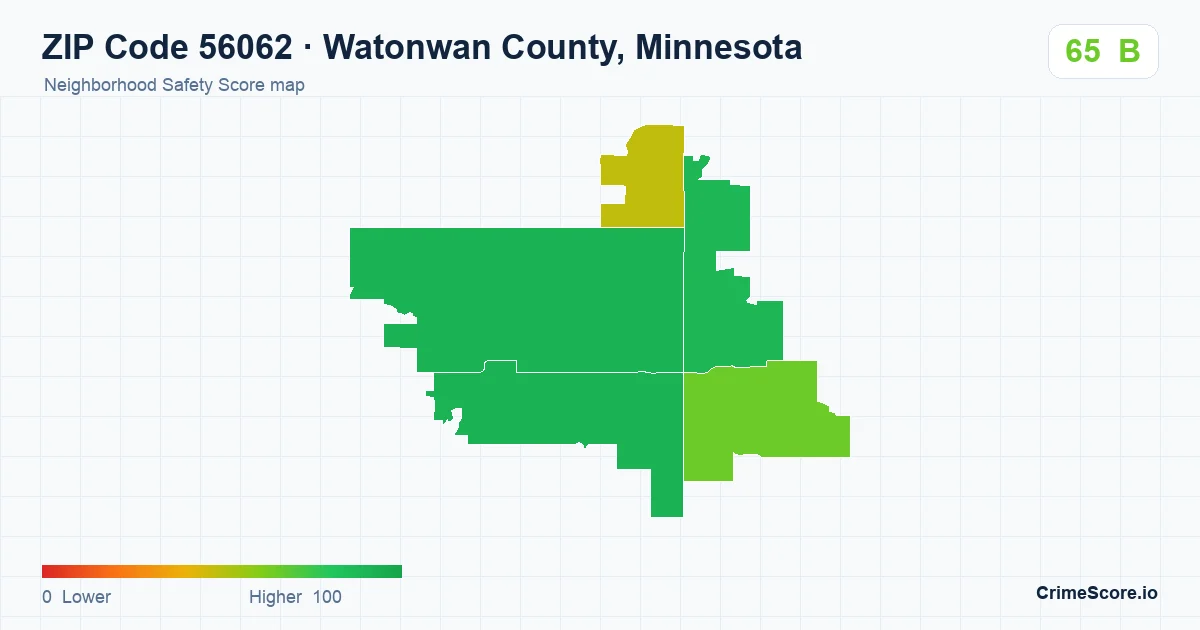 ZIP Code 56062 in Watonwan County, Minnesota neighborhood Safety Score map