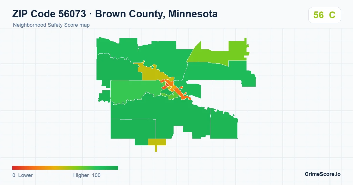ZIP Code 56073 in Brown County, Minnesota neighborhood Safety Score map