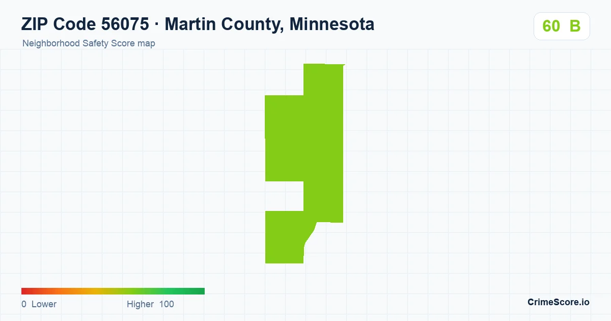 ZIP Code 56075 in Martin County, Minnesota neighborhood Safety Score map