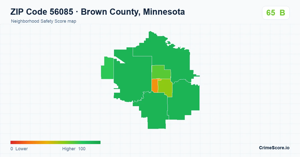 ZIP Code 56085 in Brown County, Minnesota neighborhood Safety Score map
