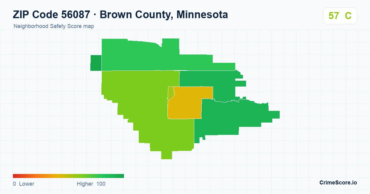ZIP Code 56087 in Brown County, Minnesota neighborhood Safety Score map