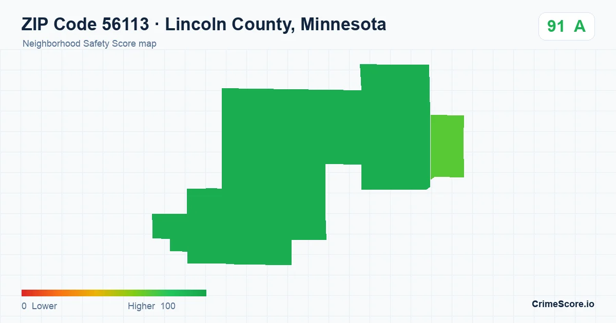 ZIP Code 56113 in Lincoln County, Minnesota neighborhood Safety Score map
