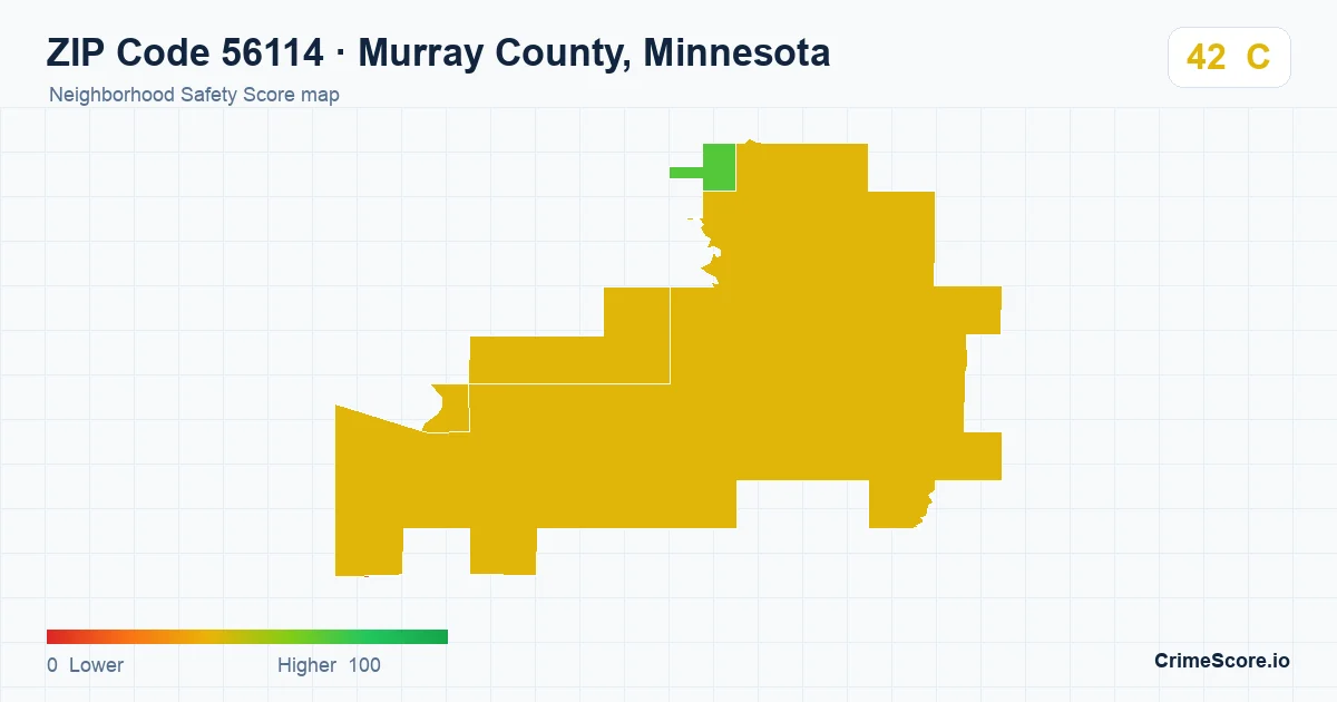 ZIP Code 56114 in Murray County, Minnesota neighborhood Safety Score map