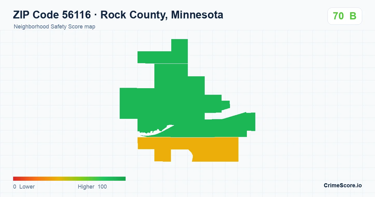 ZIP Code 56116 in Rock County, Minnesota neighborhood Safety Score map