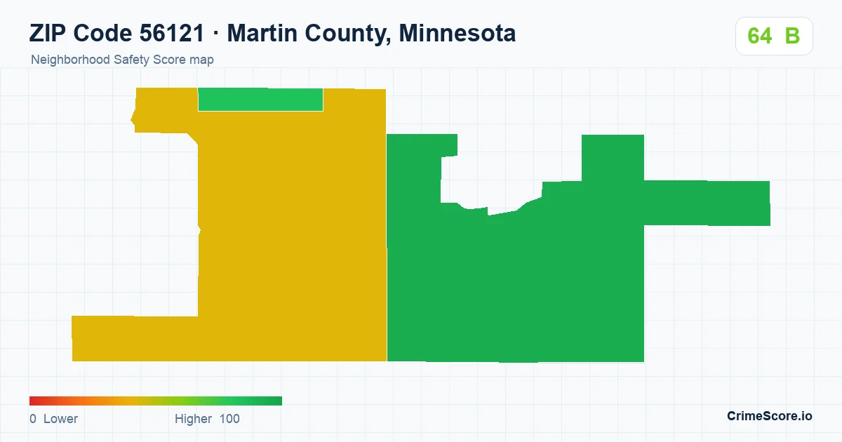 ZIP Code 56121 in Martin County, Minnesota neighborhood Safety Score map