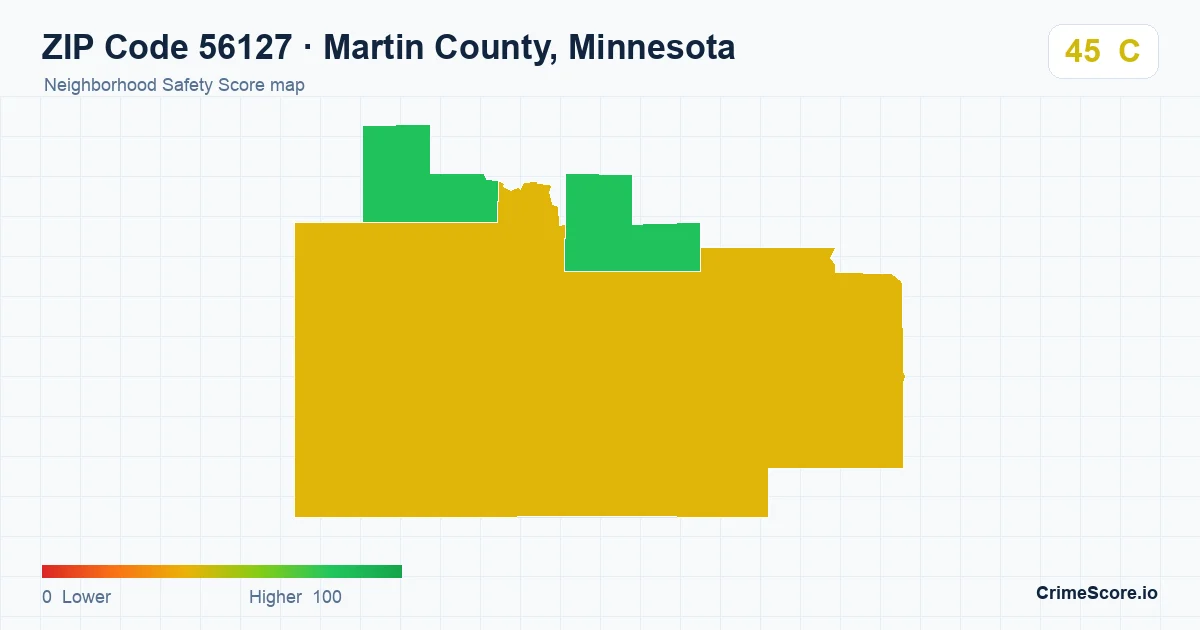 ZIP Code 56127 in Martin County, Minnesota neighborhood Safety Score map