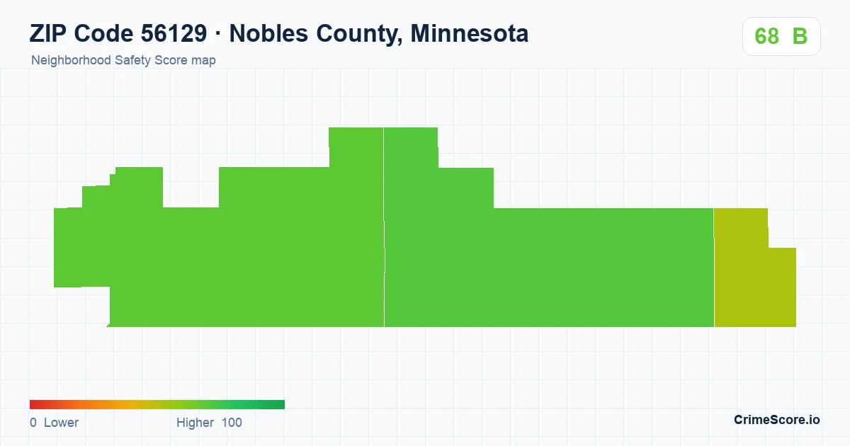 ZIP Code 56129 in Nobles County, Minnesota neighborhood Safety Score map