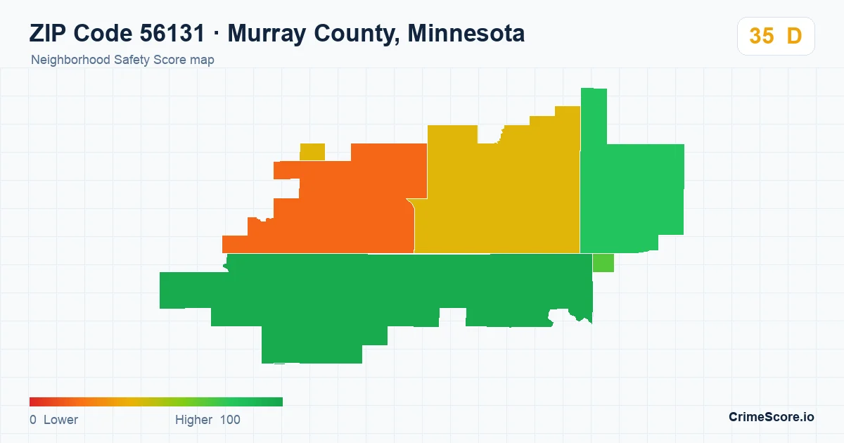 ZIP Code 56131 in Murray County, Minnesota neighborhood Safety Score map