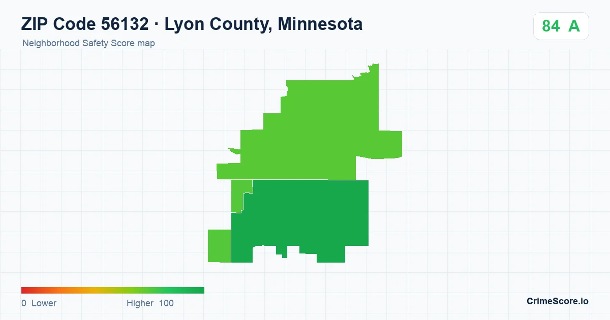 ZIP Code 56132 in Lyon County, Minnesota neighborhood Safety Score map
