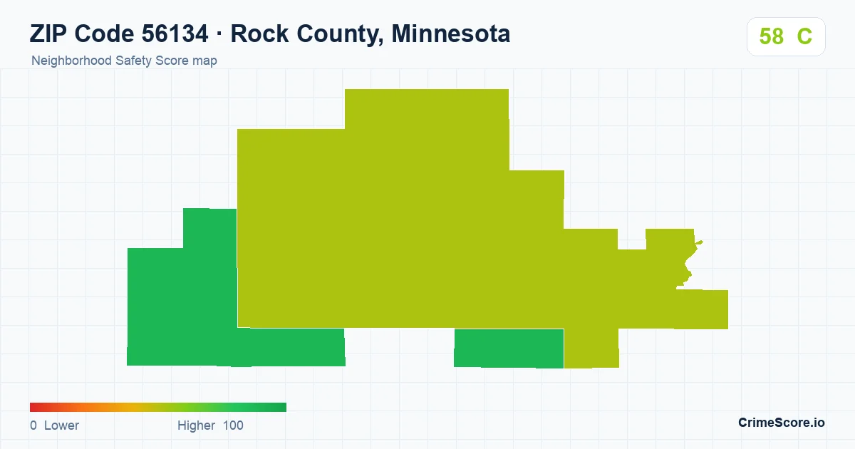 ZIP Code 56134 in Rock County, Minnesota neighborhood Safety Score map