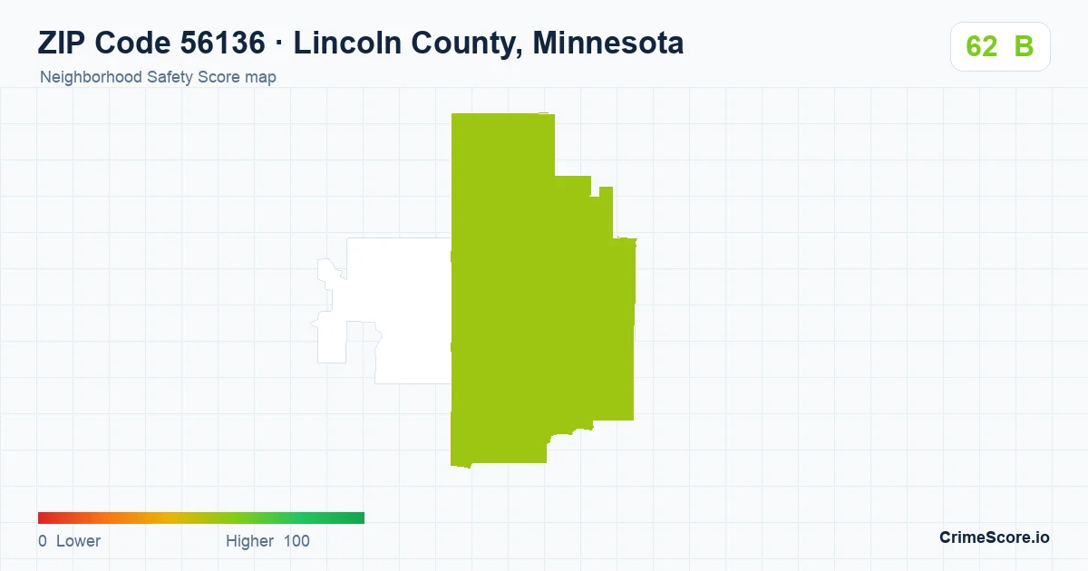 ZIP Code 56136 in Lincoln County, Minnesota neighborhood Safety Score map