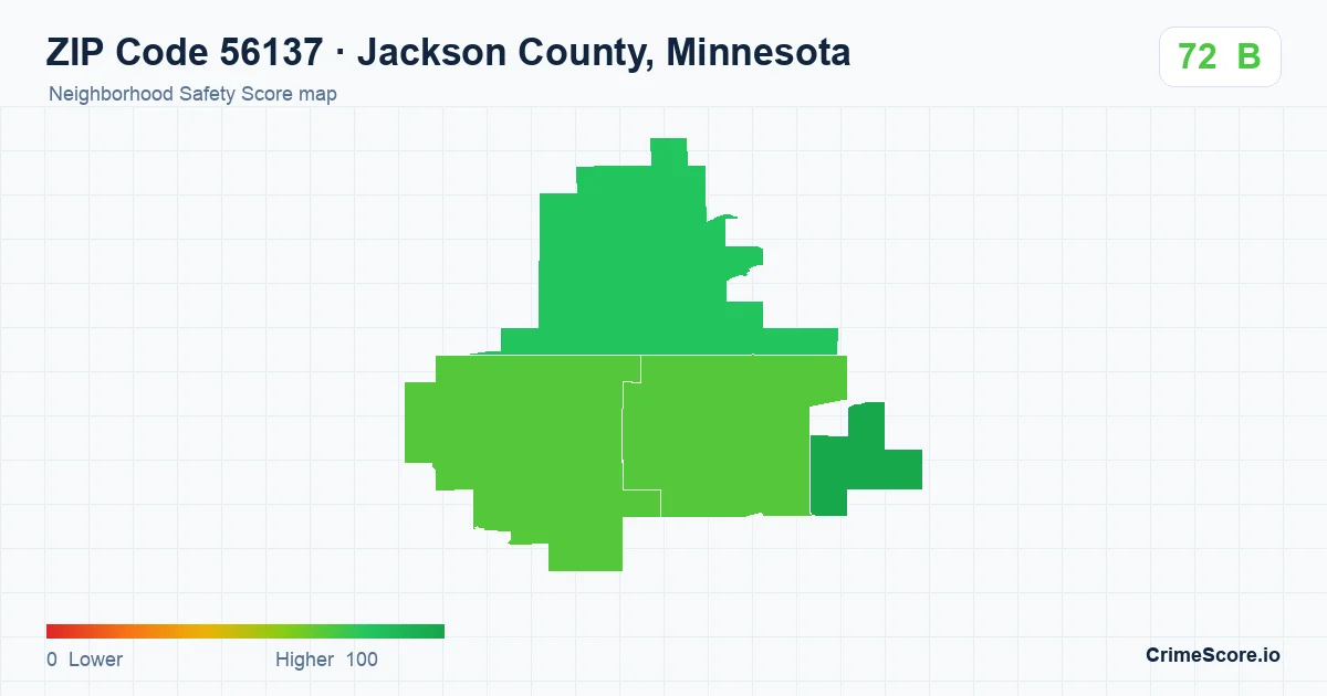 ZIP Code 56137 in Jackson County, Minnesota neighborhood Safety Score map