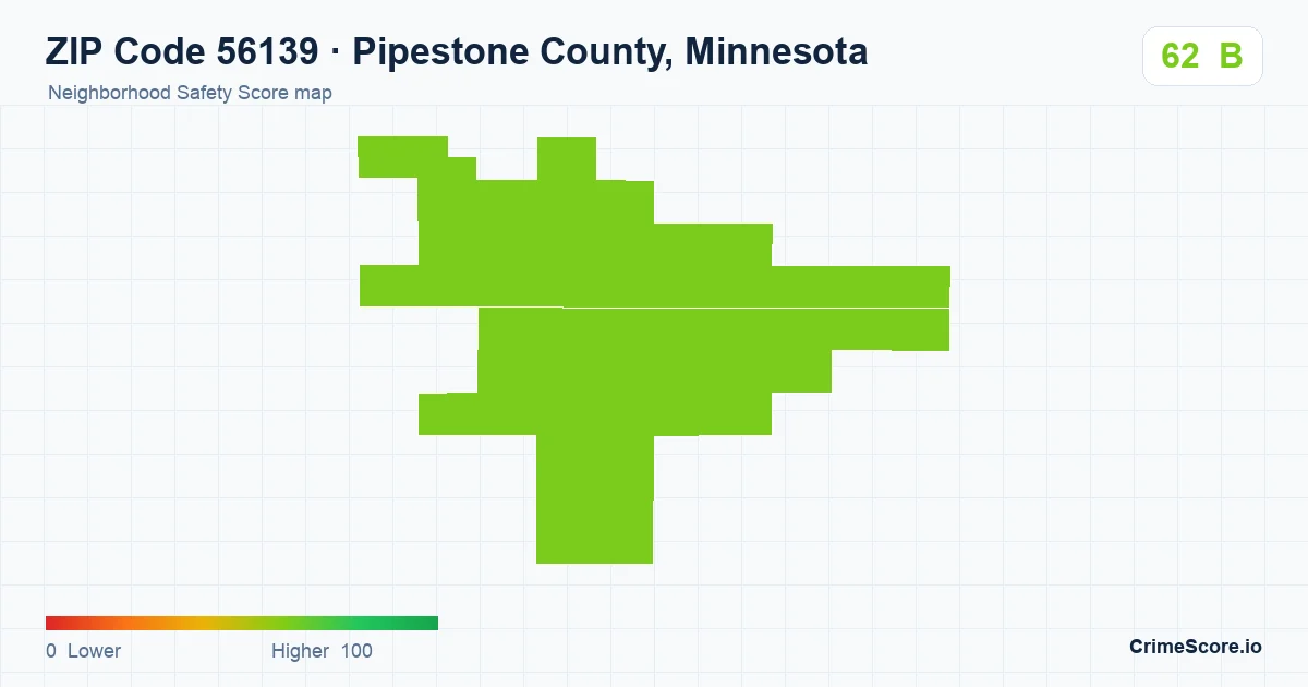 ZIP Code 56139 in Pipestone County, Minnesota neighborhood Safety Score map