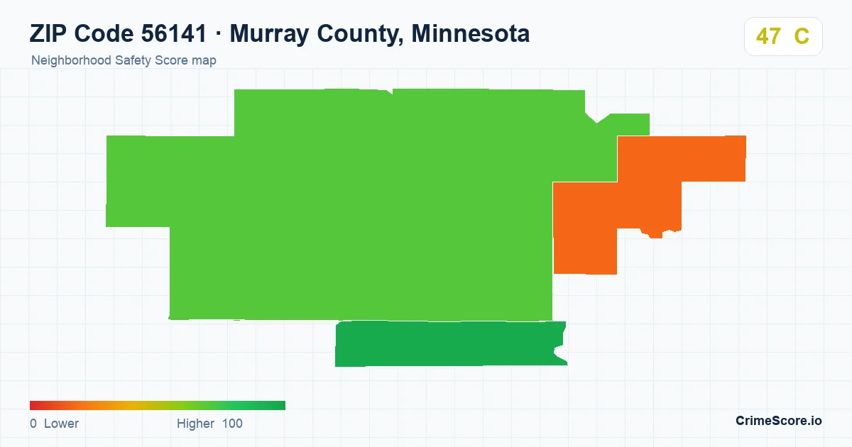 ZIP Code 56141 in Murray County, Minnesota neighborhood Safety Score map