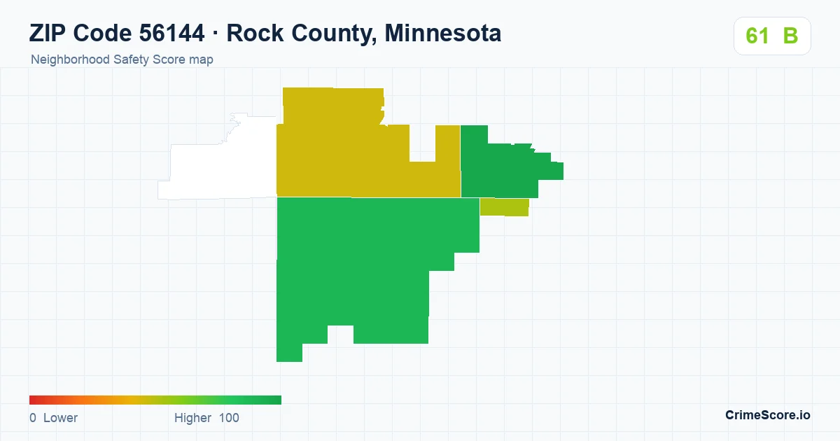ZIP Code 56144 in Rock County, Minnesota neighborhood Safety Score map