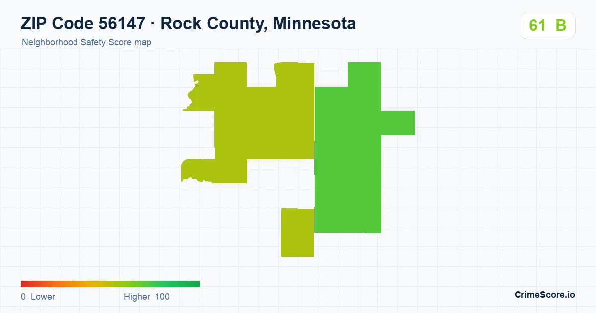 ZIP Code 56147 in Rock County, Minnesota neighborhood Safety Score map